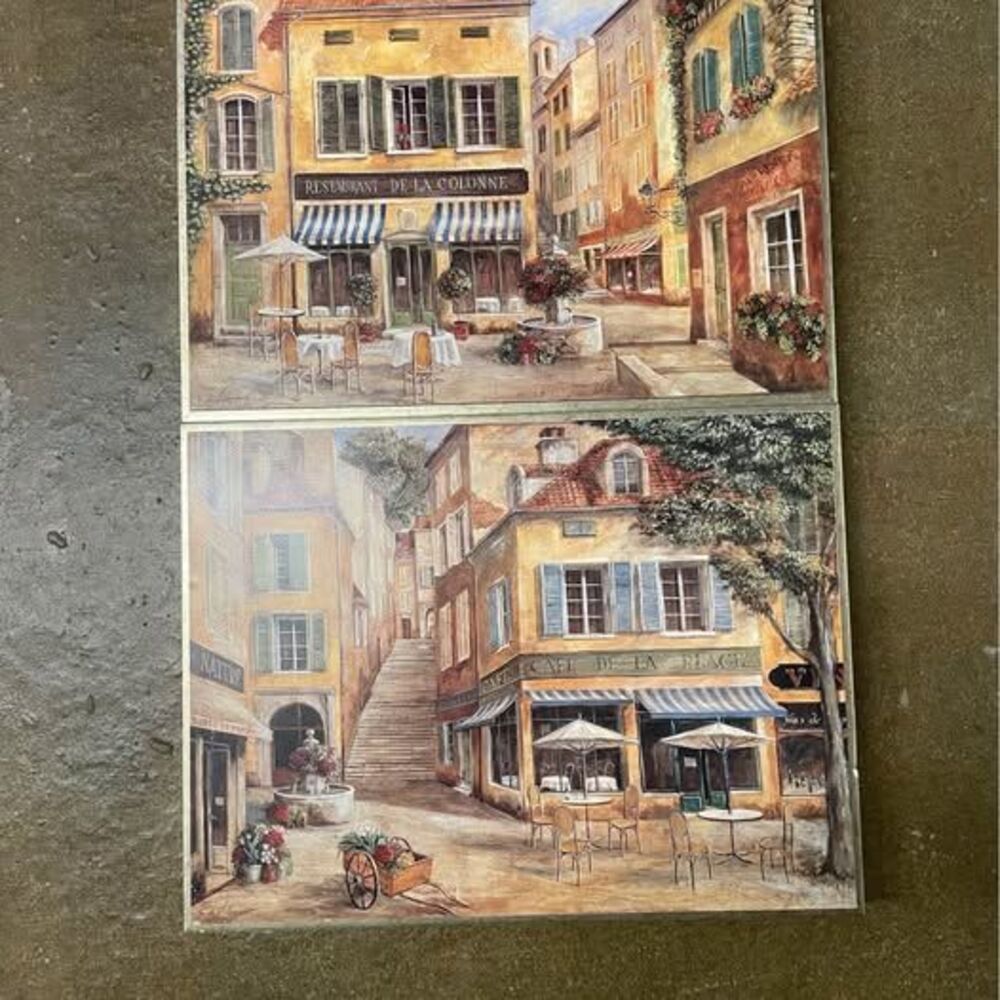 Set of 2 French Cafe Scene Wall Art Prints